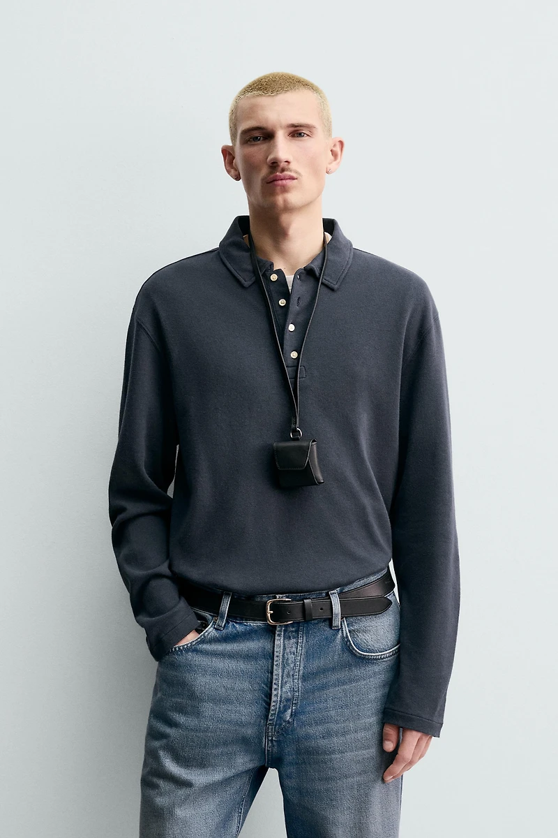 ORIGINS BRUSHED TEXTURED POLO SHIRT
