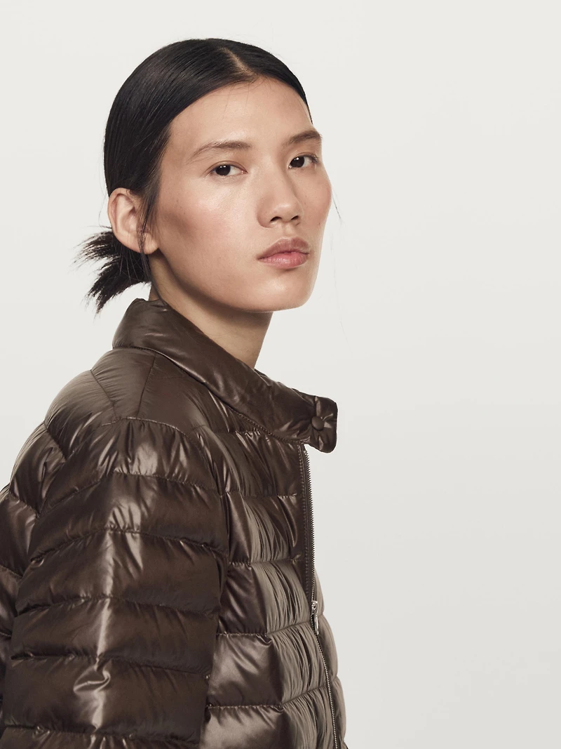 Water-repellent down bomber jacket