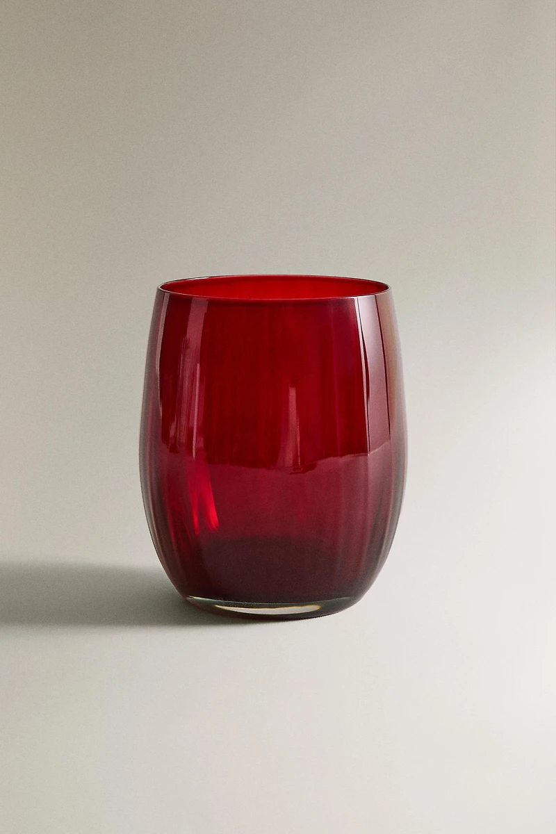 CHRISTMAS CRYSTALLINE TUMBLER WITH A RAISED DESIGN