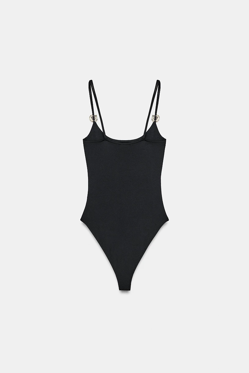 METAL TRIM POLYAMIDE BODYSUIT