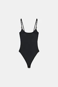 METAL TRIM POLYAMIDE BODYSUIT