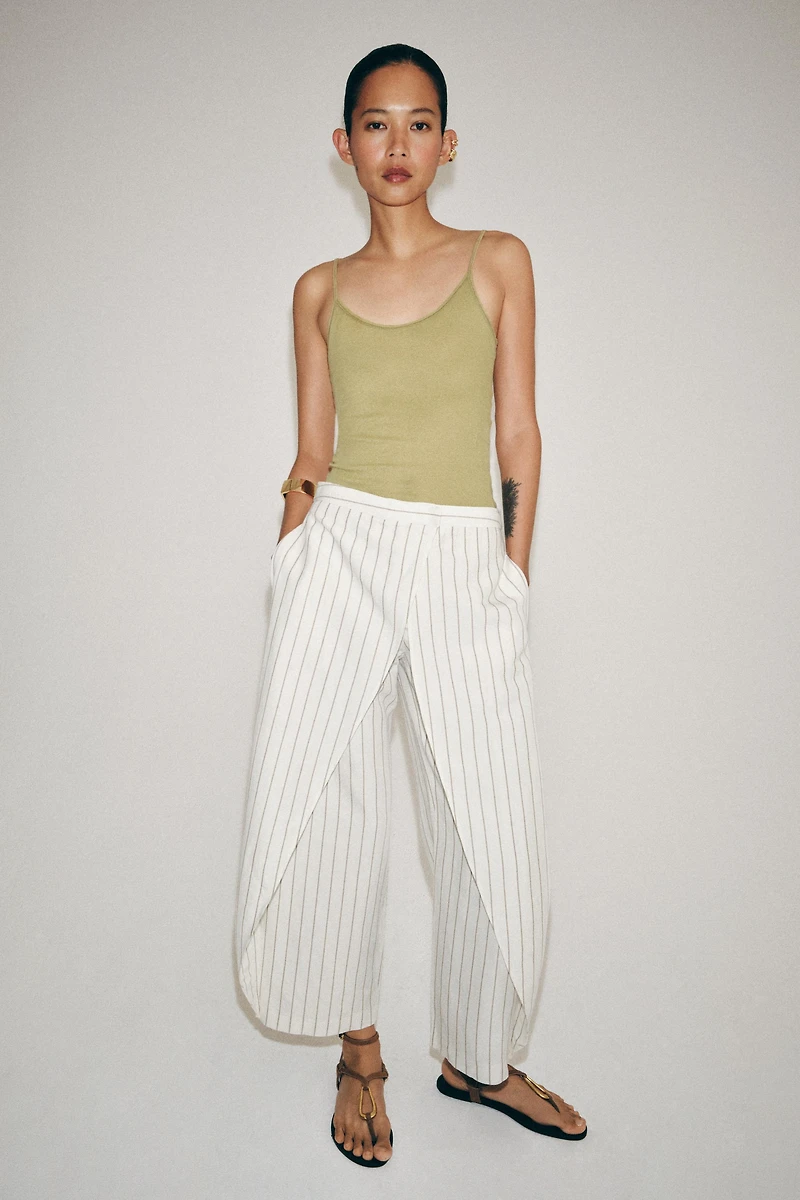 STRIPED LINEN PAREO PANTS ZW COLLECTION
