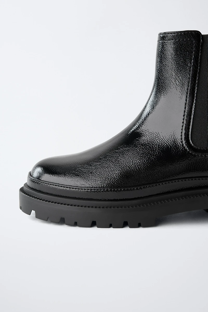 PATENT ANKLE BOOTS