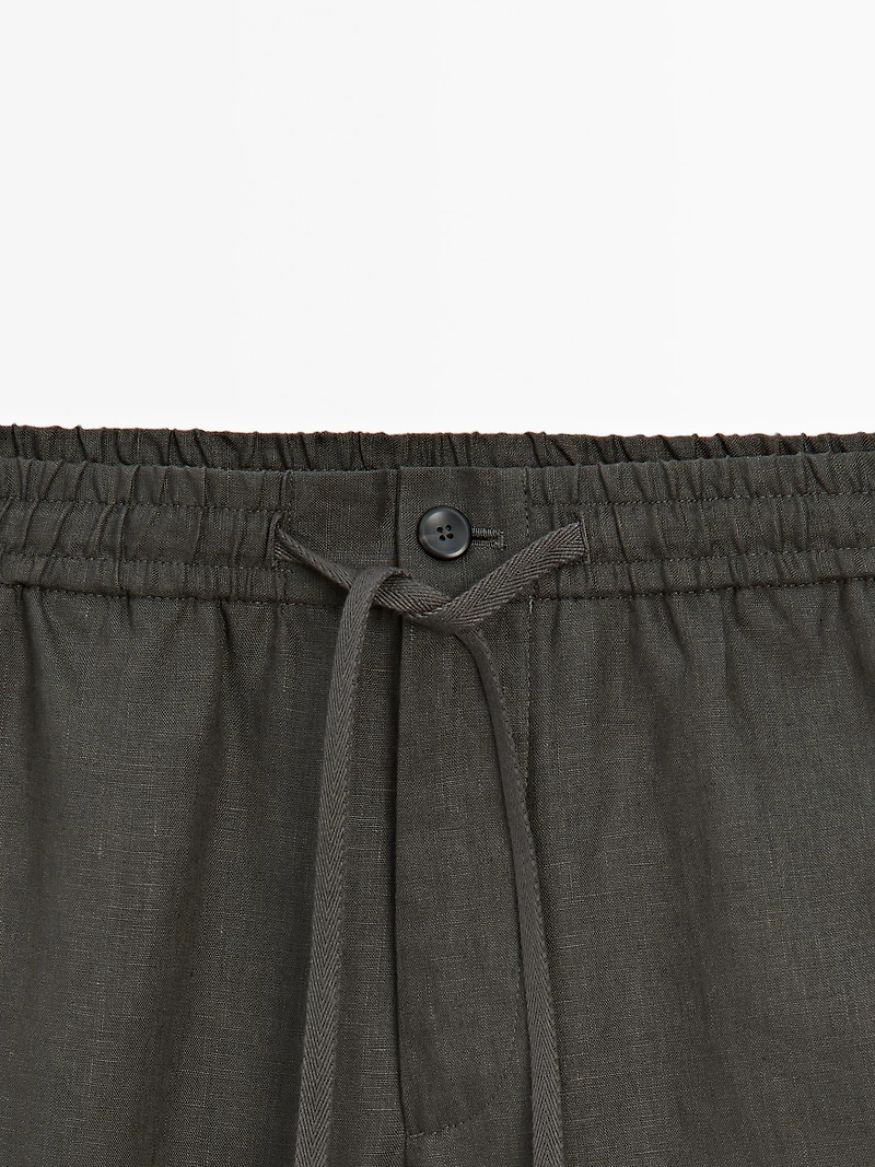 100% linen jogger fit trousers