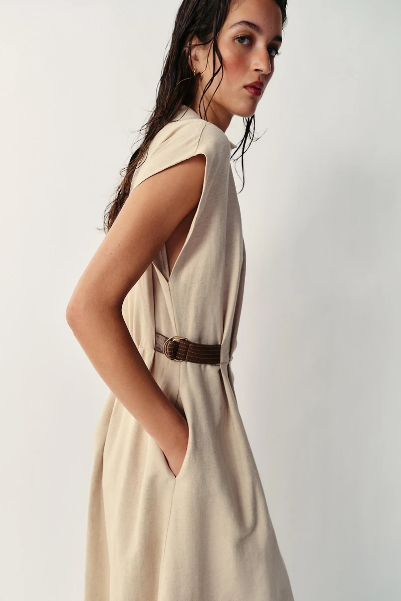 LINEN BLEND SHIRTDRESS