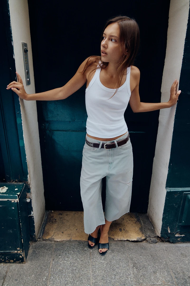 BERMUDA JORTS DENIM TRF DÉCHIRURES TAILLE MI-HAUTE