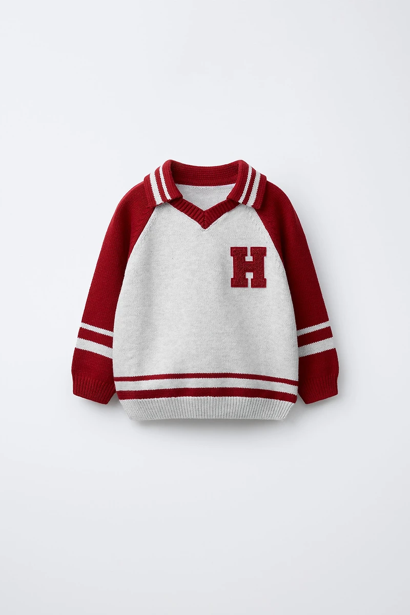 VARSITY PATCH KNIT POLO SHIRT