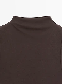 100% cotton funnel neck top