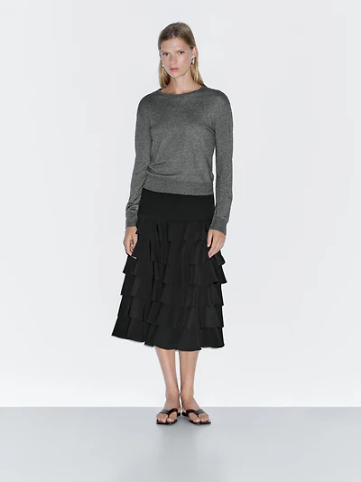 Ruffled midi skirt