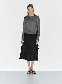 Ruffled midi skirt