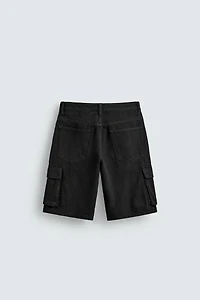 CARGO DENIM SHORTS