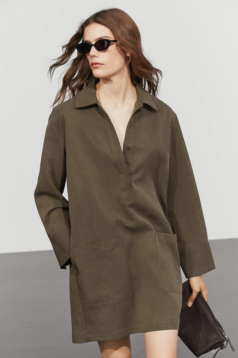 Short shirt dress with pocket detail