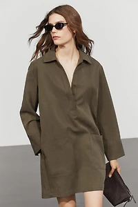 Short shirt dress with pocket detail