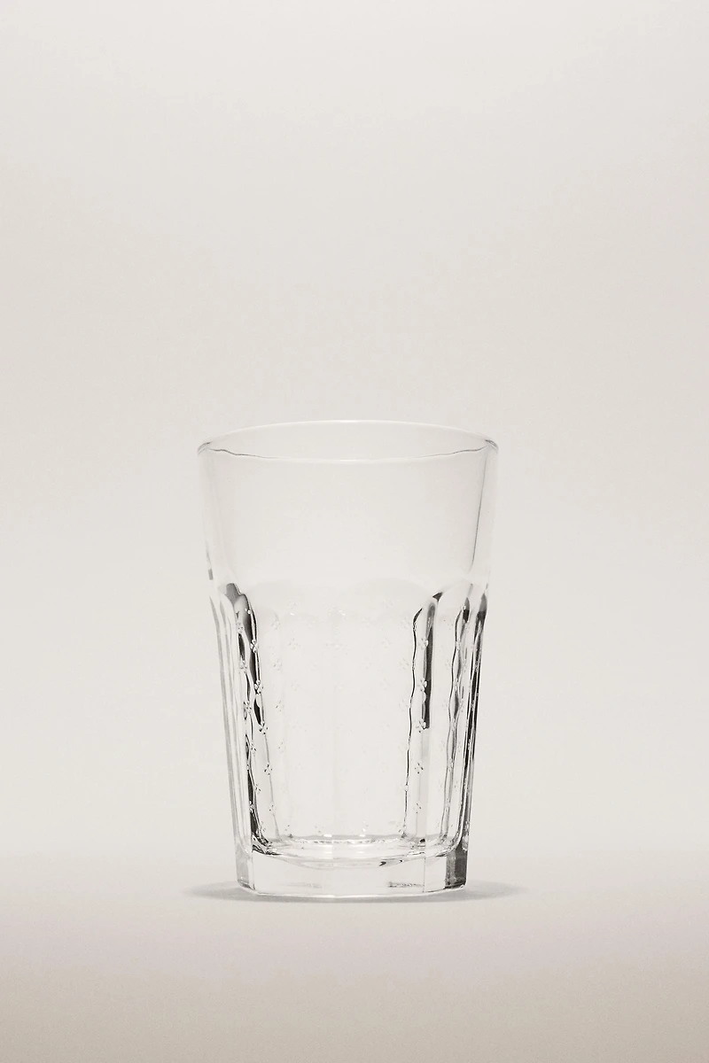 RAISED DESIGN GLASS TUMBLER
