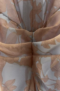 GATHERED FLORAL PRINT DRESS