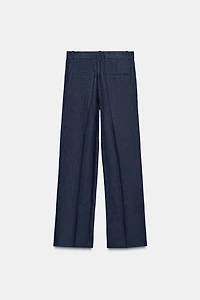 100% LINEN HERRINGBONE PANTS