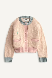 GILET EN MAILLE COLOR BLOCK FLEUR BRODÉE ÉDITION LIMITÉE