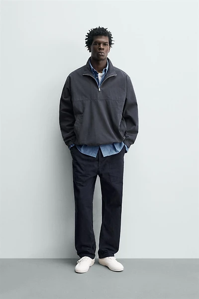 COTTON LYOCELL BLEND QUARTER-ZIP OVERSHIRT