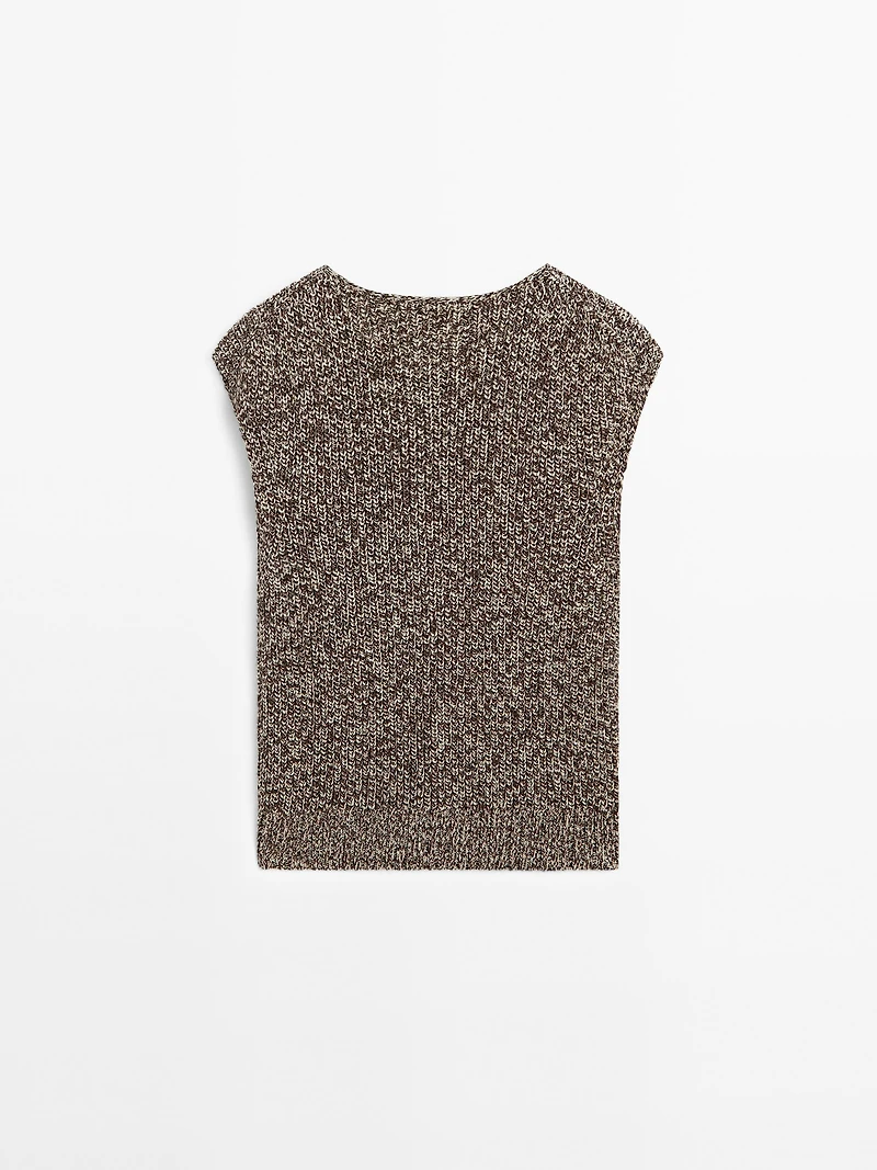 100% cotton mouliné round neck vest