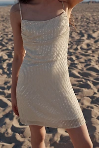 SHINY DRAPED MINI DRESS
