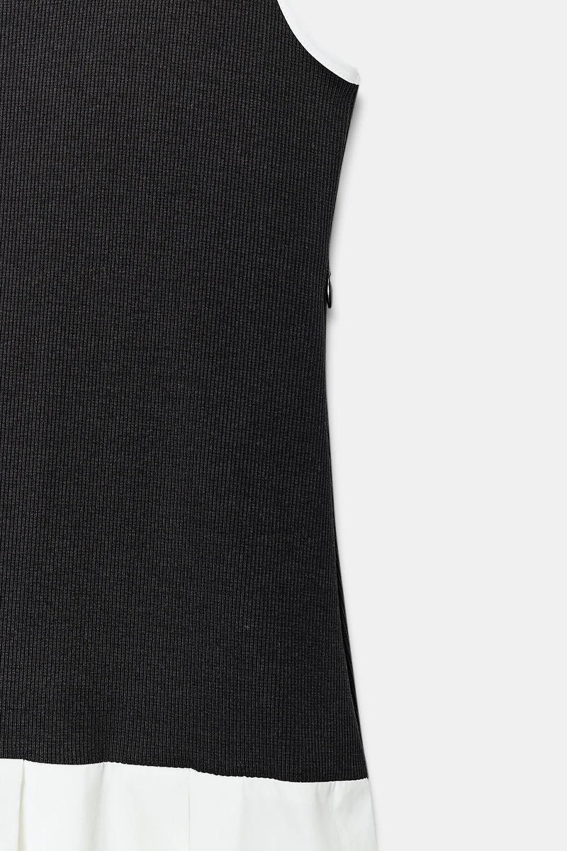 POPLIN CONTRAST MIDI DRESS