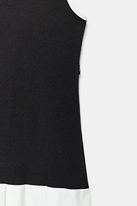 POPLIN CONTRAST MIDI DRESS