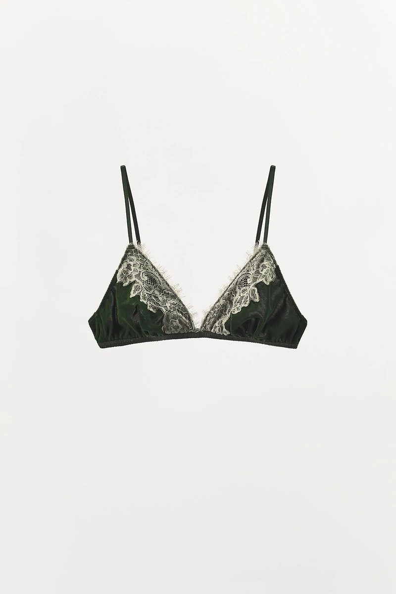 VELVET LACE TRIANGLE BRALETTE