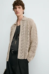 CROCHET TEXTURED OVERSHIRT