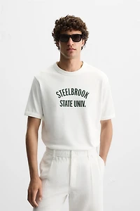 RIBBED TEXT T-SHIRT