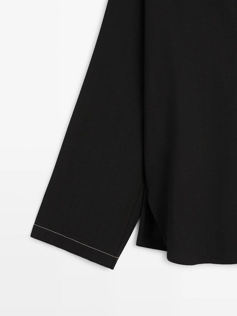 Flowing wool blend overshirt with pocket detail