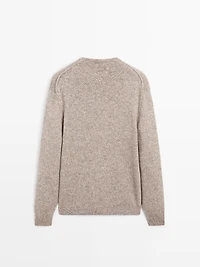 Wool blend crew neck knit sweater