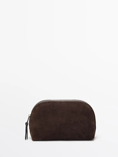 Petite trousse de toilette en croûte cuir