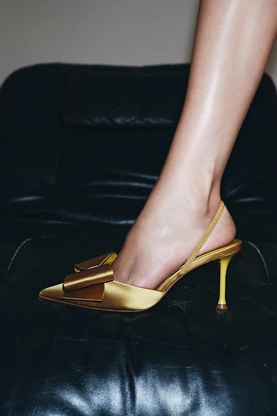 SATIN-EFFECT SLINGBACK HEELS