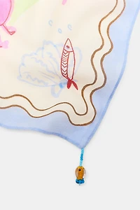 CRAB AND FISH PRINT SCARF