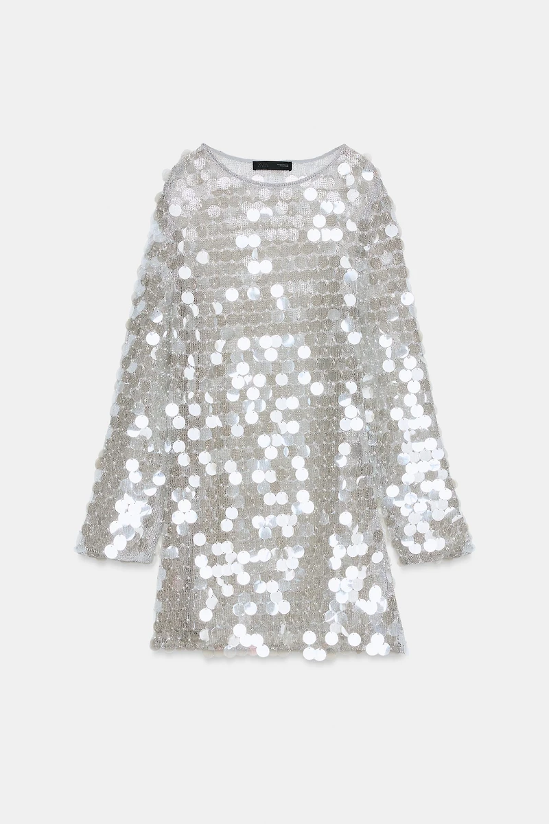 SEQUIN PEARL KNIT MINI DRESS
