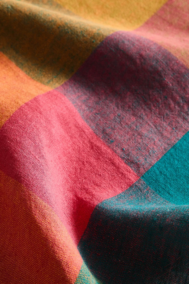 LOT DE SERVIETTES DE TABLE EN LIN À CARREAUX MULTICOLORES (LOT DE 2)