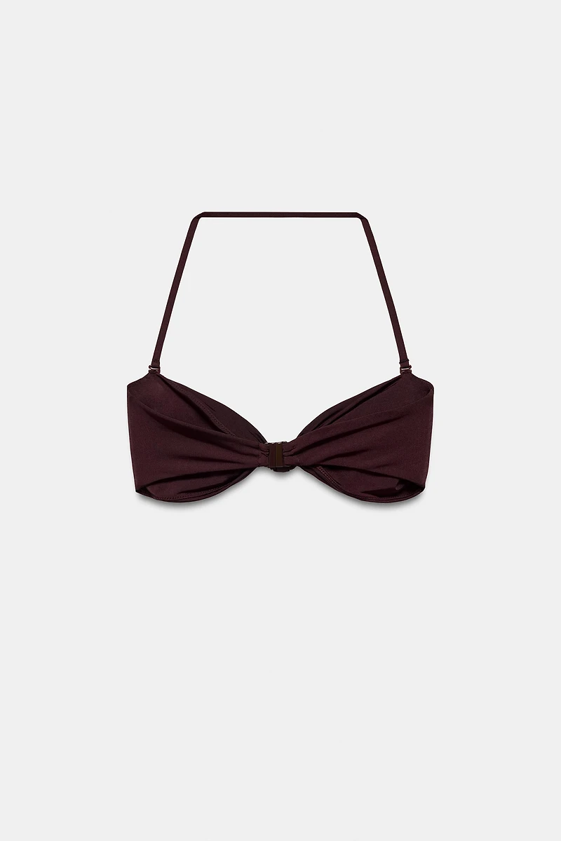 KNOTTED BANDEAU BIKINI TOP