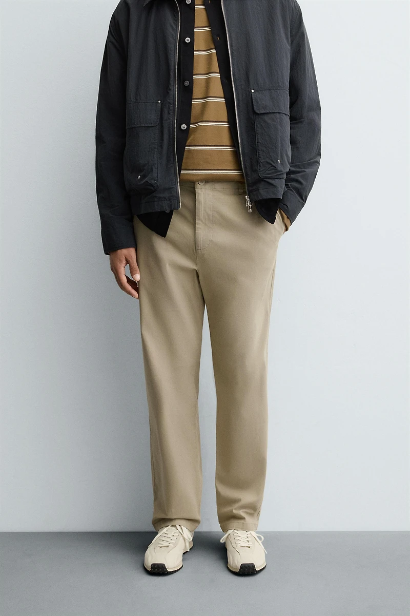 STRAIGHT FIT TWILL PANTS