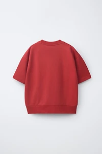 SHORT SLEEVE TEXT SWEATSHIRT