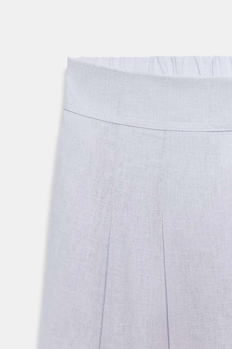 WIDE LEG PLEATED PANTS WITH LINEN