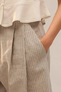 LIMITED EDITION LINEN BLEND STRIPED PANTS