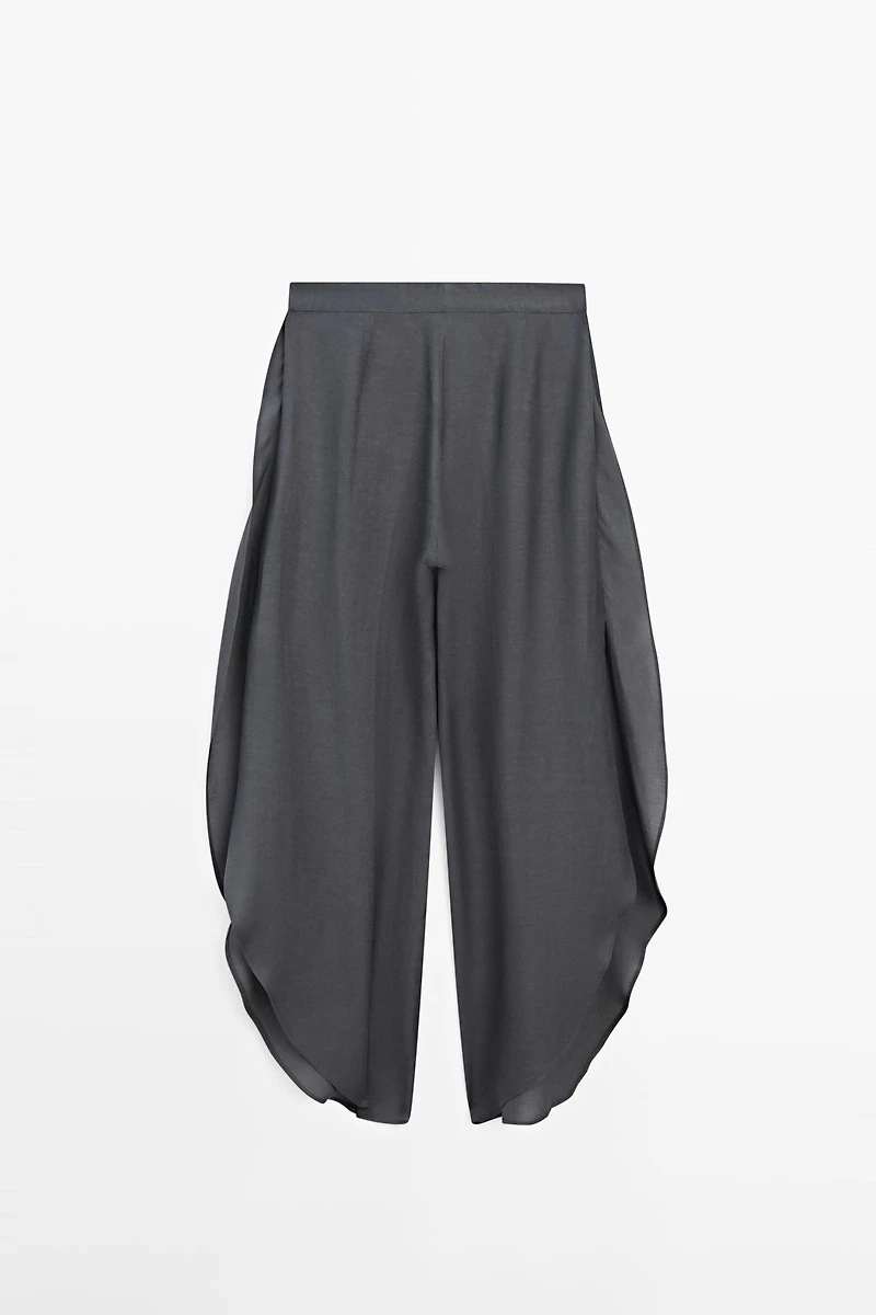 Linen blend trousers with slit details