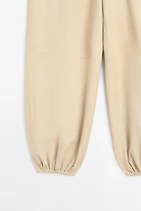 Suede leather sarouel trousers