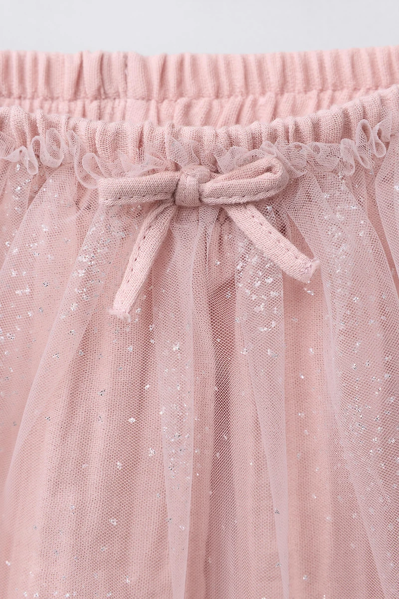GLITTER TULLE SKIRT WITH BOW