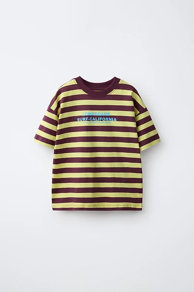 STRIPED TEXT PRINT T-SHIRT