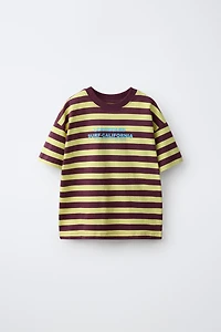 STRIPED TEXT PRINT T-SHIRT