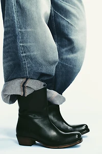 LEATHER COWBOY ANKLE BOOTS
