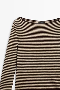 Striped wool-blend knit sweater