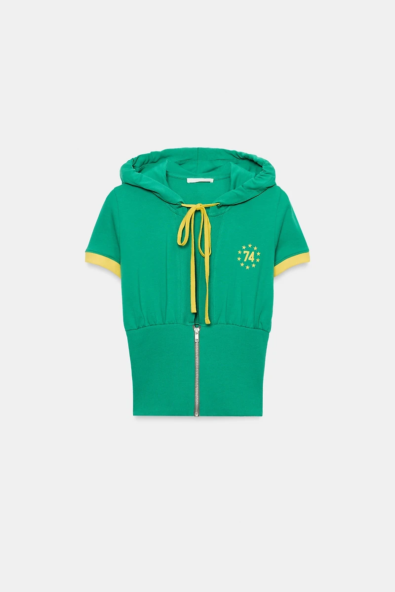 ZIPPERED HOODIE TOP