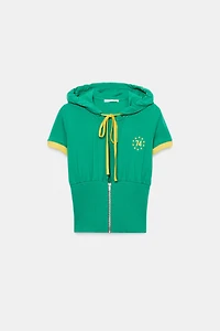 ZIPPERED HOODIE TOP
